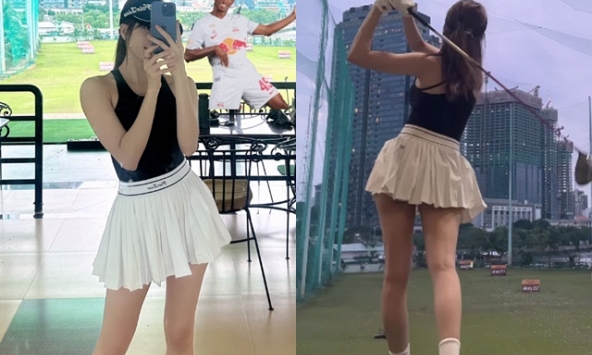 Thiều Bảo Trâm mặc váy siêu ngắn đi đánh golf, body thế nào mà khiến dân tình xôn xao?