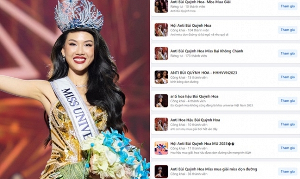 Chỉ sau 1 đêm đăng quang Miss Universe Vietnam, Bùi Quỳnh Hoa bị lập hàng chục nhóm anti vì nghi vấn mua giải