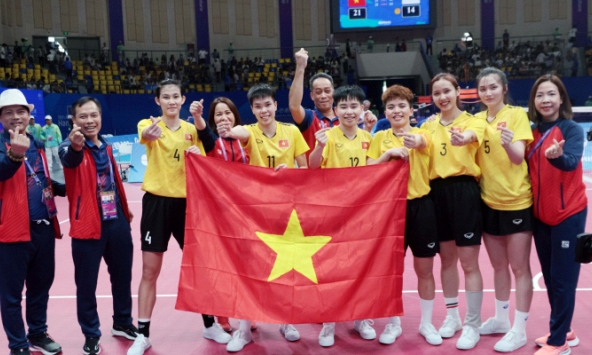Đội tuyển cầu mây nữ mang về tấm huy chương vàng thứ 2 cho Việt Nam tại ASIAD 19
