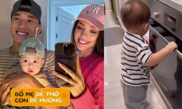Coi trai Bùi Tiến Dũng hơn 10 tháng tuổi đã 'vào bếp', làm gì mà Dianka mừng rỡ khoe lên mạng?