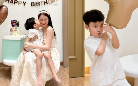 Hòa Minzy tổ chức sinh nhật cho bé Bo, biểu cảm đáng yêu của quý tử gây sốt