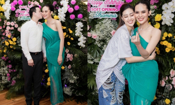 Dàn sao tới chúc mừng sinh nhật Sang Lê, chồng doanh nhân tình tứ tặng nụ hôn