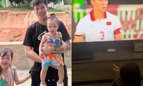 Thi đấu cùng ĐT Việt Nam, Quế Ngọc Hải rưng rưng khi 2 cô con gái làm điều này