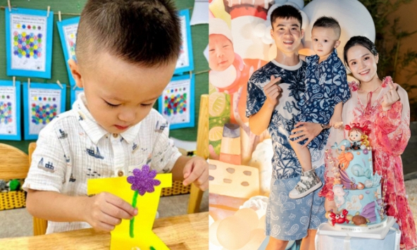 Con trai cầu thủ nổi tiếng và ái nữ cựu chủ tịch Sài Gòn FC: 3 tuổi đã biết chốt đơn, làm quà tặng mẹ