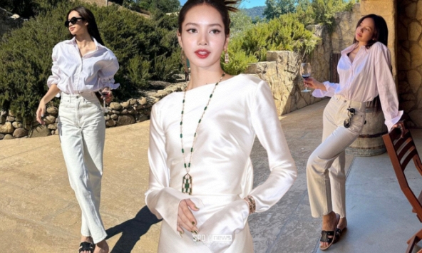 Áo sơ mi + quần jeans ống đứng quả nhiên là 'cặp bài trùng', nhìn Lisa diện mà thấy một bầu trời sang chảnh