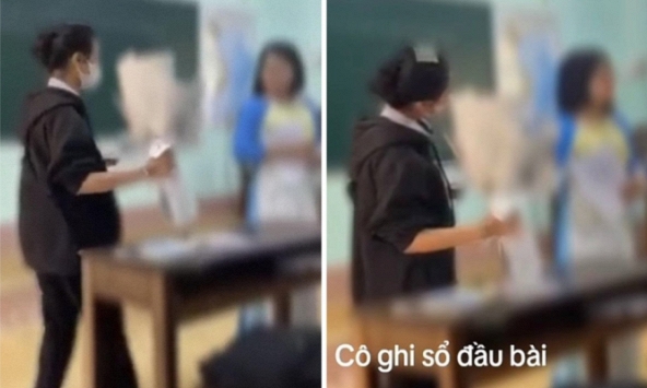 Vào lớp muộn để tặng quà cho cô giáo, nữ sinh bị dọa ghi vào sổ đầu bài: 'Đây không phải giờ tổ chức!'