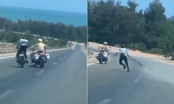 Bị yêu cầu dừng xe, thanh niên bỏ chạy rồi cố tình quay lại đánh võng, khiêu khích CSGT 