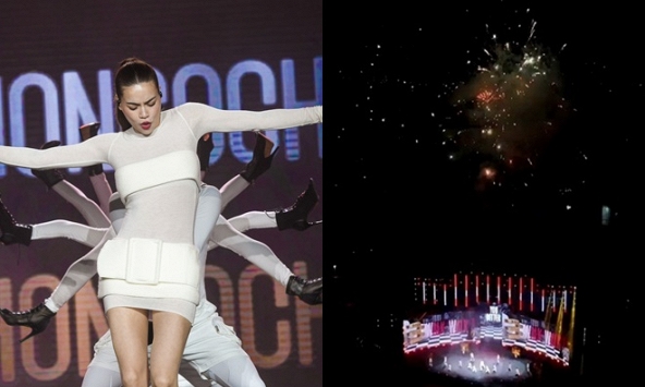 Hồ Ngọc Hà khoe sắc vóc gợi cảm, khiến khán giả ngây ngất trước màn biểu diễn dưới pháo hóa rực rỡ 