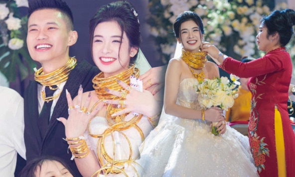Cô dâu Thanh Hóa đeo vàng 'trĩu cổ', đám cưới dùng 2 tấn hoa tươi có chi phí ngang giá chiếc xe hơi
