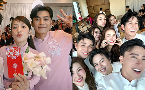Lễ gia tiên Puka và Gin Tuấn Kiệt: Cô dâu chú rể diện áo dài hồng, Trường Giang làm chủ hôn cùng dàn bê tráp xịn xò