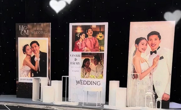 Ảnh cưới lung linh của Đoàn Văn Hậu và Doãn Hải My được dựng tại rạp cưới ở Thái Bình