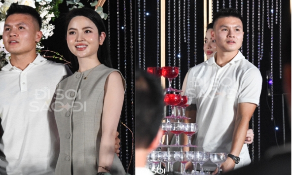 Quang Hải ôm eo Chu Thanh Huyền, tình chàng ý thiếp công khai chốn đông người