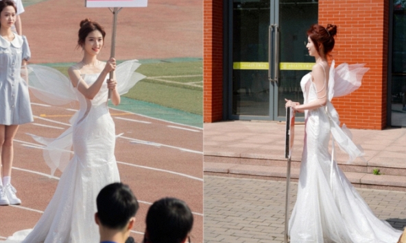 Nữ sinh gây sốt khi diện váy trắng xuất hiện tại khai mạc hội thao trường: 'Tưởng đâu là thiên thần thật chứ!'