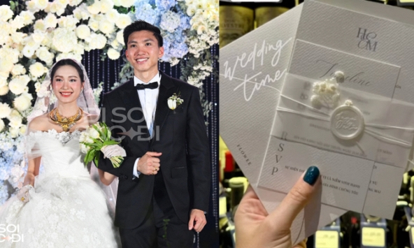 Hé lộ thiệp cưới của Đoàn Văn Hậu - Doãn Hải My ở Hà Nội, tổ chức tại khách sạn 5 sao sang chảnh, dặn khách chú ý một điều