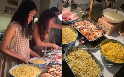 Vợ chồng Hà Tăng tổ chức tiệc Lễ Tạ ơn ở biệt thự trắng, phu nhân hào môn lộ nhan sắc ít son phấn khi nấu nướng 