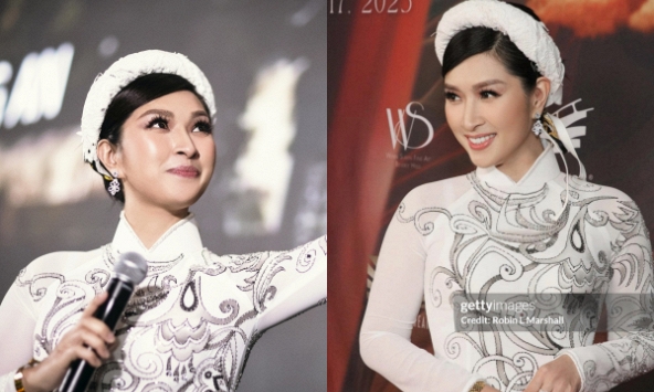 Ca sĩ Nguyễn Hồng Nhung diện áo dài, hát 'Xin chào Việt Nam' tại Liên hoan phim thế giới châu Á 2023