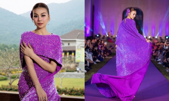 Siêu mẫu Thanh Hằng 'trốn chồng', ra Yên Tử diễn thời trang