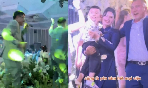 Không còn vẻ ngoài mộc mạc, bố mẹ Văn Hậu quẩy cực sung tại đám cưới con trai nhưng vẫn khác biệt với mẹ Hải My ở một điều