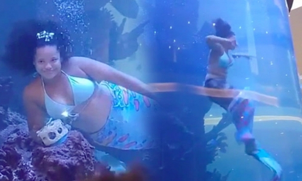 Chuyện hy hữu: Tiên cá suýt đuối nước và pha xử lý ấn tượng trong gang tấc