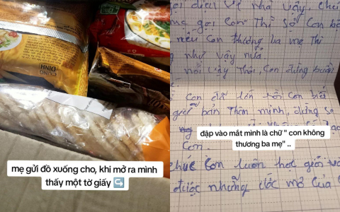 Nhận thùng đồ ăn đầy ắp từ mẹ, con gái sững sờ phát hiện tâm thư giấu bên trong: 'Con không thương ba mẹ...'