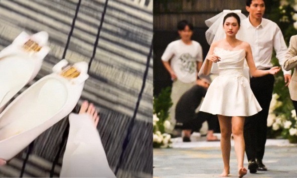 Không còn hình tượng tiểu thư sang chảnh, Doãn Hải My xách giày, đi chân đất ở sân bay Singapore vì một lý do