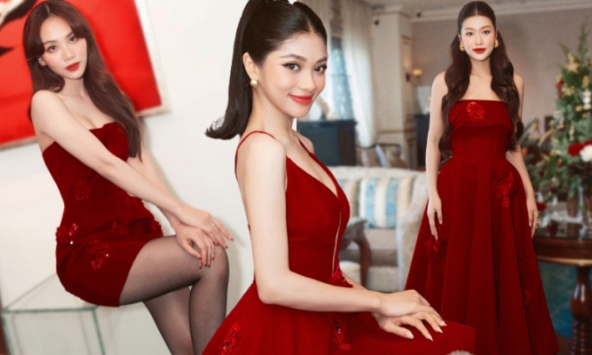 'Bà trùm' Kim Dung và dàn Bông hậu Vbiz khoe sắc với đầm đỏ rực, khởi động mùa lễ hội cuối năm