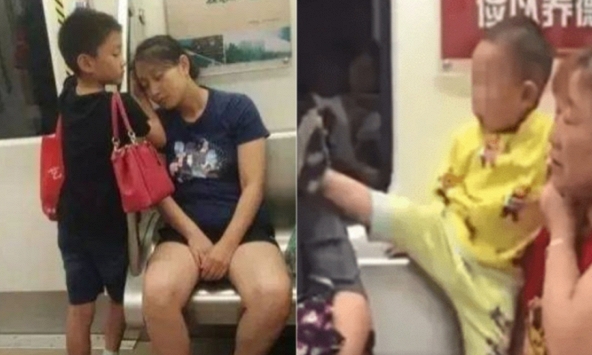 Cùng bị 'chụp lén' trên tàu, người được khen dạy con khéo, người bị chê tới tấp: Con ngoan hay hư nhìn là biết ngay!