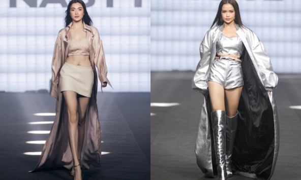 Ngọc Châu - Lệ Hằng mặc áo choàng quét đất, catwalk đầy quyền lực
