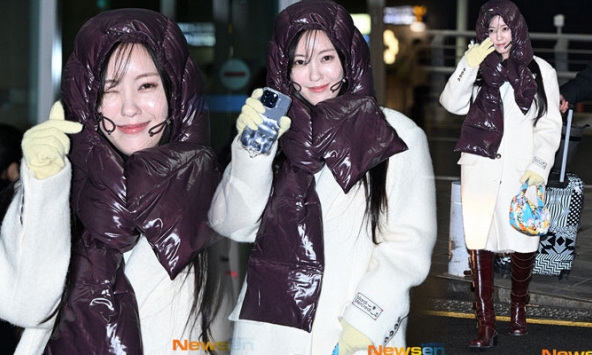 Hyomin (T-ara) trùm khăn kín mít như gấu bông, hào hứng khoe nhan sắc không tuổi trên đường đến Việt Nam