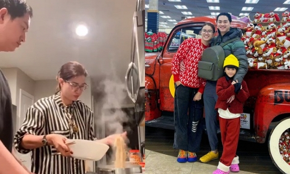 Trang Trần vừa sang Mỹ đã vào bếp nấu ăn cho chồng, tiết lộ không gian sống của gia đình ở Mỹ