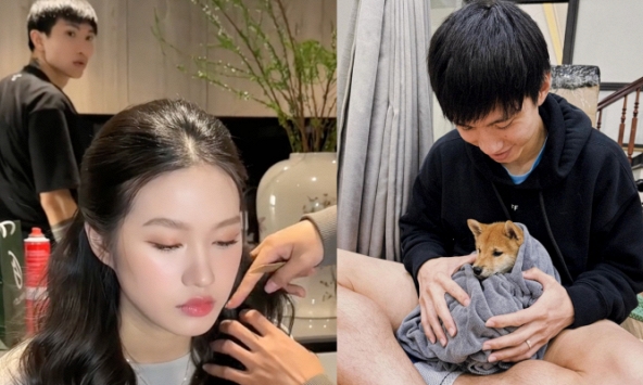 Đoàn Văn Hậu - Doãn Hải My ở nhà tân hôn: Vợ trang điểm, chồng loay hoay trong bếp, tối ngày bận chăm 'con'