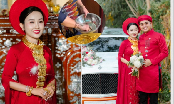 Giữa cơn 'bão' vàng tăng mạnh, mẹ cô dâu mang thau ra đựng 'sương sương' vài chục cây vàng, chú rể lái xe 24 tỷ đón dâu