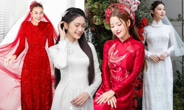 Áo dài cưới 2023: Tập trung vào thiết kế truyền thống, có cô dâu đạt 'kỷ lục' thay tới 4 bộ khác nhau