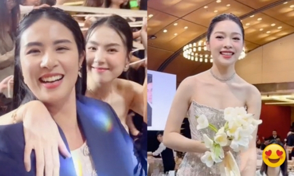 Hoa hậu Ngọc Hân dự đám cưới cô dâu từng được cầu hôn bằng 200 flycam gây “chấn động', tiết lộ có chồng vẫn thích giật hoa cưới