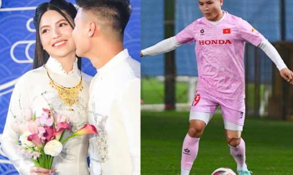 Quang Hải tập năng nổ cùng ĐT Việt Nam dù vừa tất bật ăn hỏi, Chu Thanh Huyền tiết lộ một điều về chồng 
