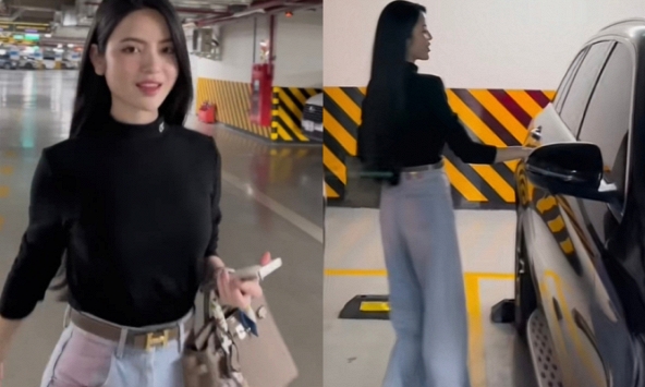 Chu Thanh Huyền tay cầm túi hiệu, đi xe tiền tỷ của Quang Hải nhưng dân tình lại chú ý đến chiếc áo đang mặc