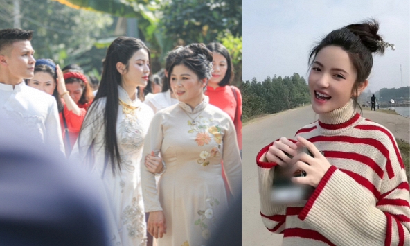 Quang Hải đi thi đấu, Chu Thanh Huyền khoe mang quà về thăm bố mẹ chồng