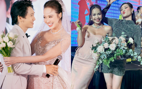 Đám cưới Tronie - Kiều Ngân tại TP.HCM: Cô dâu đeo trang sức 500 triệu đồng, Khánh Vân bắt được hoa 'độc lạ' 