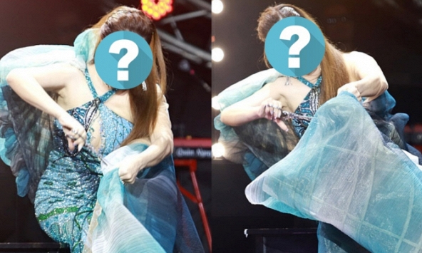 Một chị đẹp tự cầm kéo cắt phăng váy đắt tiền trên sân khấu Làn sóng xanh