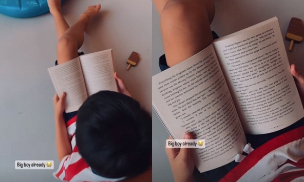 Tăng Thanh Hà đăng khoảnh khắc con trai ngồi đọc sách một mình, lại gần mới phát hiện chi tiết cực đáng nể