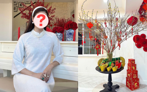 Nàng hậu phu nhân hào môn khoe trang trí đón Tết ở Mỹ: Biệt thự 'triệu đô' phủ sắc đỏ, 1 chi tiết gây chú ý