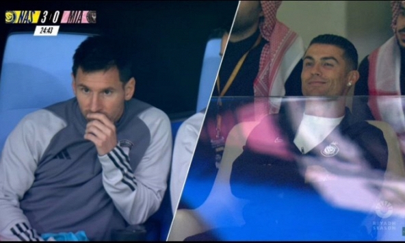 Phản ứng trái ngược hoàn toàn của Ronaldo và Messi khi theo dõi trận đấu có kết quả không tưởng của đội nhà