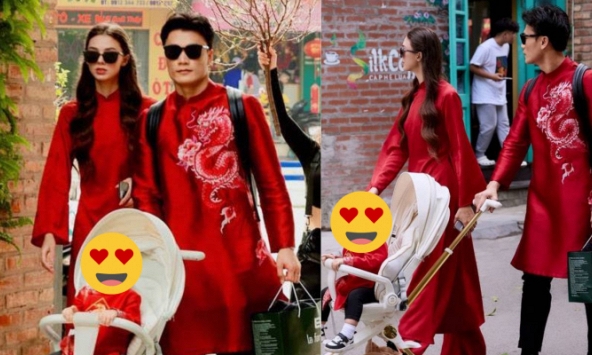 Thủ môn Bùi Tiến Dũng cùng vợ Tây diện áo dài xuống phố, thần thái cực ngầu như đi trên sàn catwalk