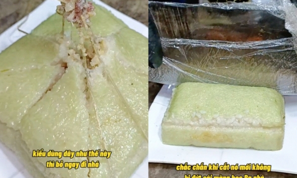 Khẳng định cắt bánh chưng phải dùng dao mới chuẩn, cô gái khiến dân mạng tranh cãi dữ dội
