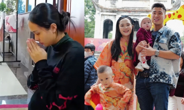 Ái nữ nhà cựu Chủ tịch CLB Sài Gòn lộ bụng bầu vượt mặt đón tết, em gái diện áo dài thướt tha du xuân cùng Duy Mạnh