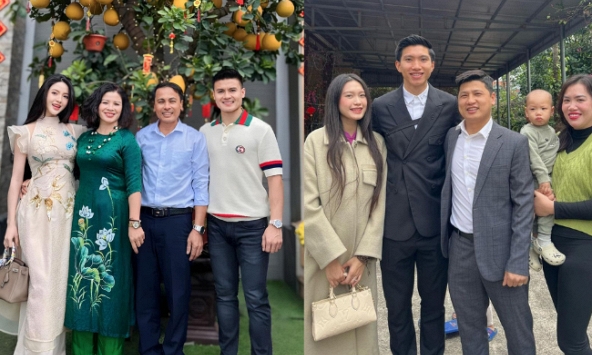 Dàn WAGs xúng xính lên đồ mùng 2 Tết: Chu Thanh Huyền thân thiết với mẹ Quang Hải, Doãn Hải My lộ rõ bụng bầu