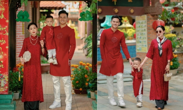 Vợ Hồ Tấn Tài hoá 'mợ chảnh' cùng chồng con du xuân