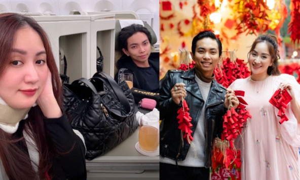 Mẹ 3 con Khánh Thi sẵn sàng đẻ thêm chỉ cần Phan Hiển 'ngoan', vừa hết tết đã đeo nẹp cổ tháp tùng chồng đi nước ngoài thi đấu