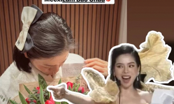 Lệ Quyên dùng ngôn ngữ lãng mạn nhất thế giới để cảm ơn tình trẻ dịp 14/2 nhưng viết sai: Bỉ ngạn vàng nói tiếng Pháp... vội vàng