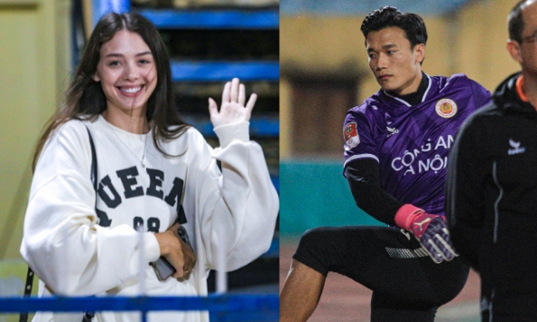 Vợ mẫu tây Bùi Tiến Dũng hiếm hoi xuất hiện ở sân vận động, mặc đơn giản nhưng vẫn 'hot hòn họt' vì quá xinh